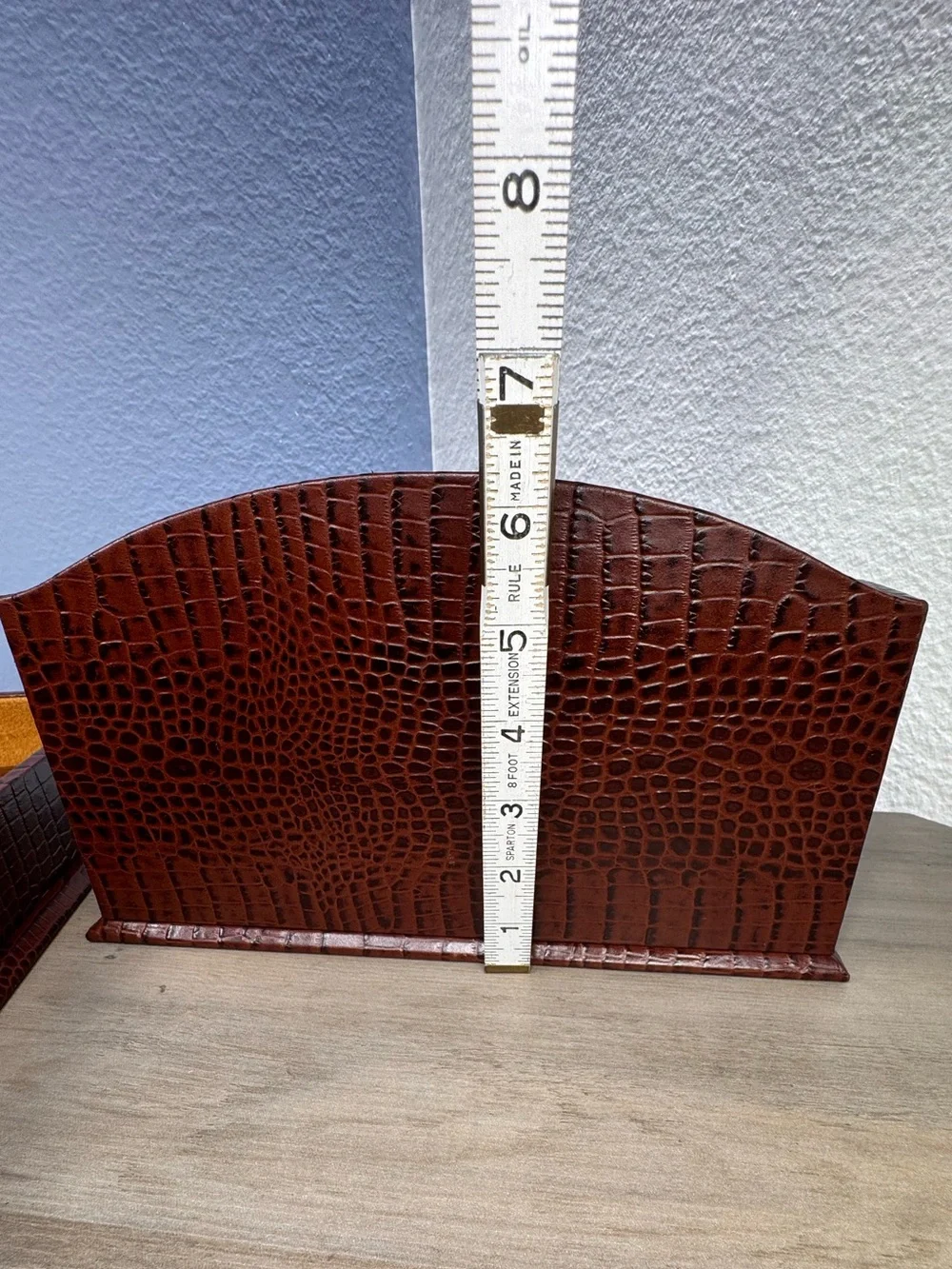 Vintage BEY-BERK Croco Leather 3-Piece Desk Set Gold Suede Lined Organizer